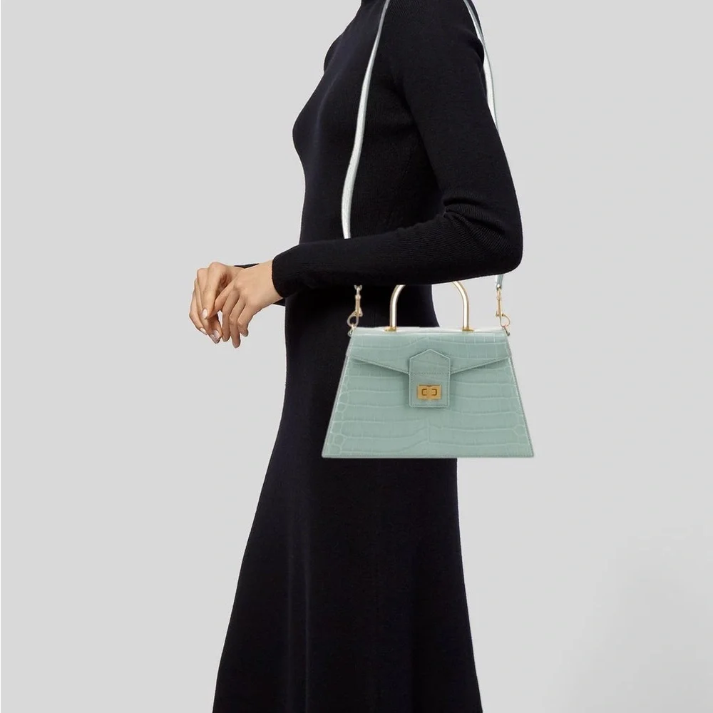 Apede Mod Mint Green Croc-Embossed Satchel - Picture 10 of 10